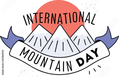 Colorful illustration of mountains with the text international mountain day