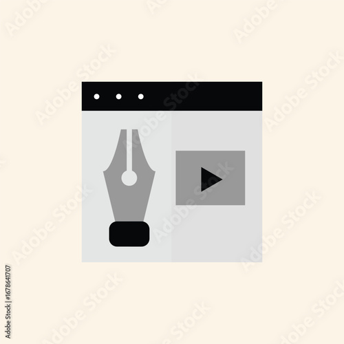 Creative design concept featuring digital content creation tools and online media player interface