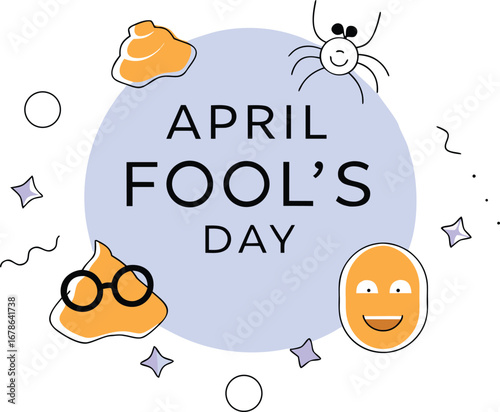 April fools day with poop and spider celebration of humor and jokes on the first day of april