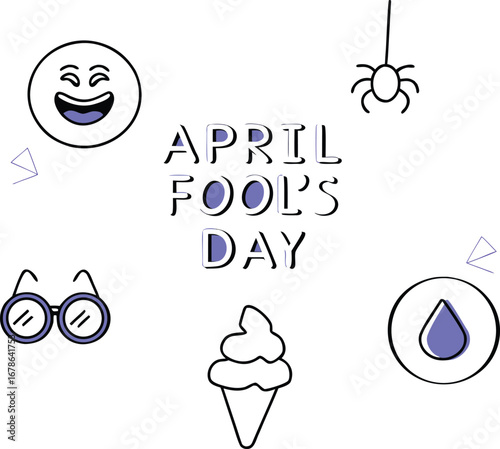 April fools day celebration with funny emoji and prank elements for holiday greeting card