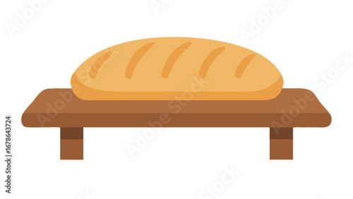 Fresh baked bread loaf on wooden cutting board vector illustration food bakery product carbohydrate delicious 100