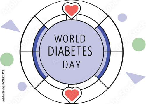 World diabetes day illustration with heart symbols