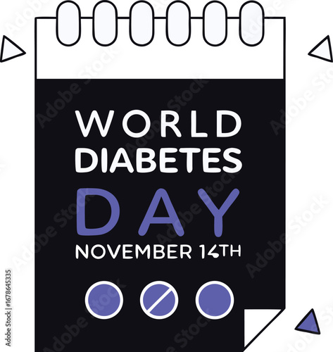 World diabetes day calendar reminder for awareness and support of diabetes health