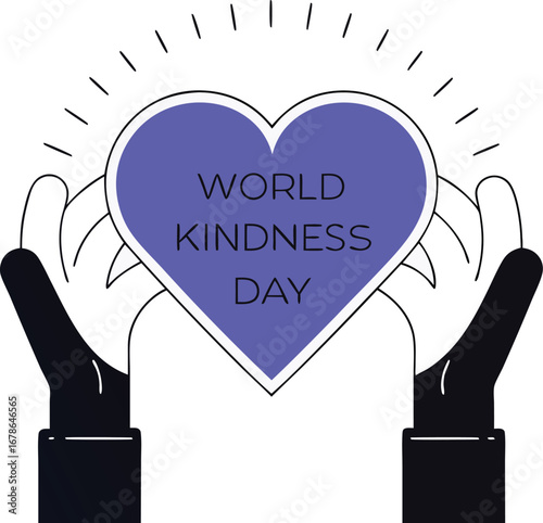 World kindness day hands holding a heart, symbolizing love, care, and support for humanity