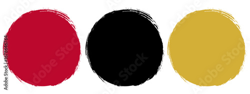 筆風の赤と黒と金の丸円セット素材