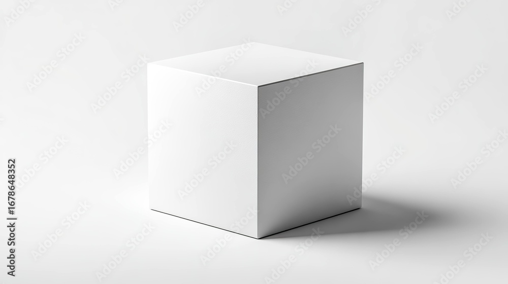 Fototapeta premium White cube object on plain background
