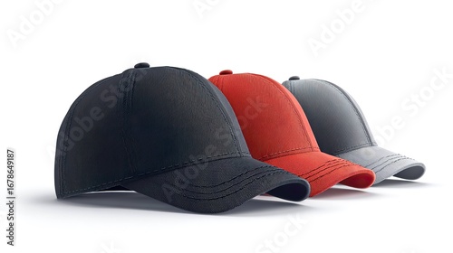 Baseball caps different colors studio mockup