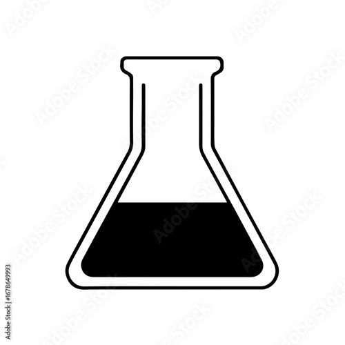 Black and White Science Icon: Beaker Filling
This simple yet effective black and white icon illustrates a beaker being filled with a liquid, with a single, clear line representing the outer glass