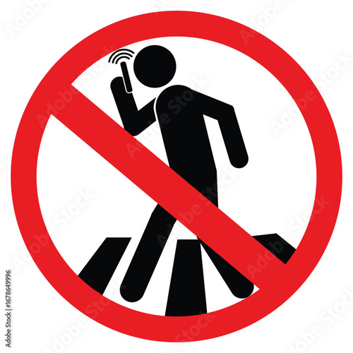 Man looking at mobile phone at crosswalk and car driver get angry in flat design. Pedestrian road accident. vector