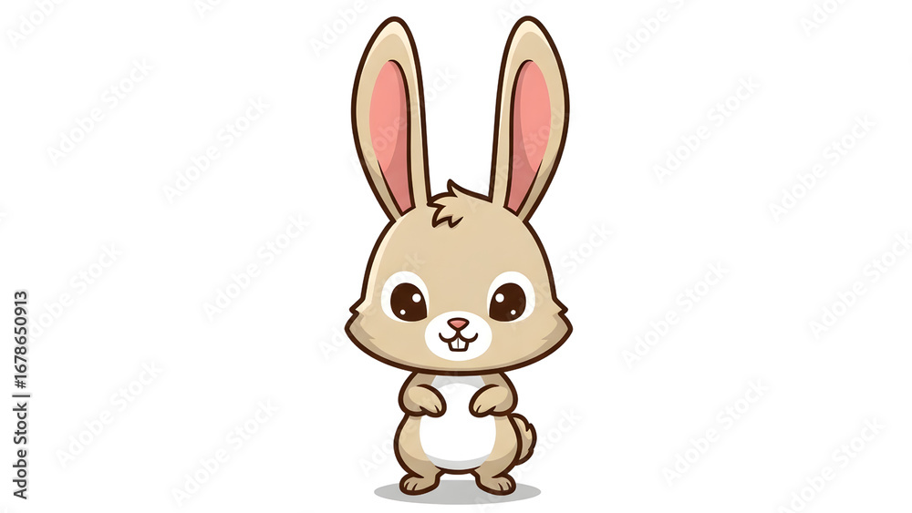Obraz premium Cartoon Rabbit Illustration on Black Background Cute Animal Art