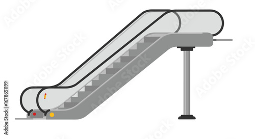 Modern sleek escalator design in flat style for urban architecture projects