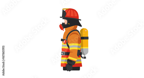 Firefighter in full gear: protective equipment and safety apparel