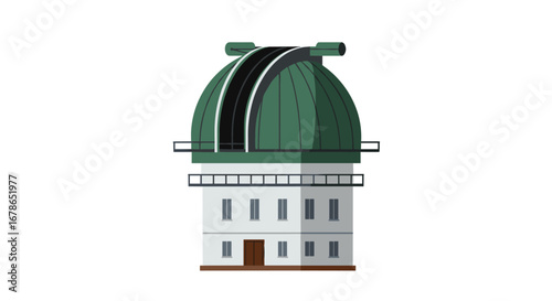 Modern observatorium architecture in flat style for astronomy and science themes
