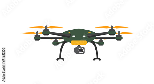 Modern drone hexacopter with camera in flat style