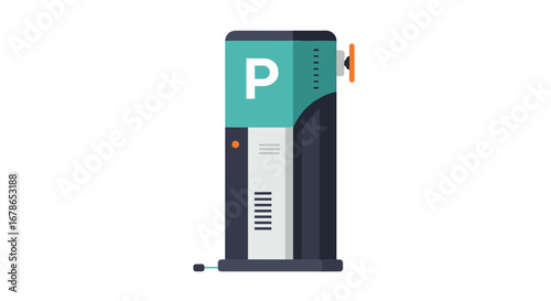 Modern parking meter design in flat style with bold colors