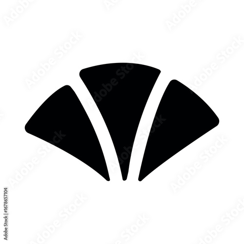 Illustration showing a black icon of sushi, rolls and other attributes of Japanese food, on a white background