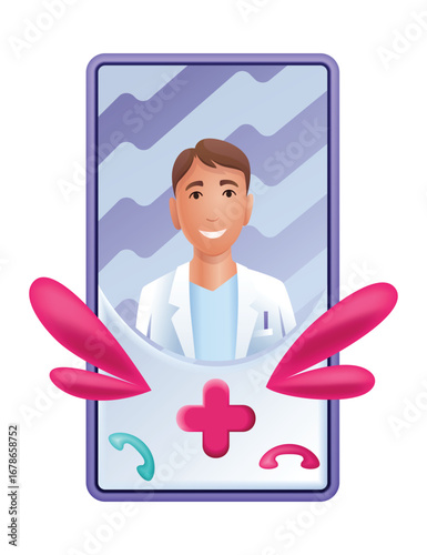 Online medical services mobile app, consultation and prescription medicine, diagnostics, professional doctor connecting and giving consultation for patient, telemedicine metaphor, health care program
