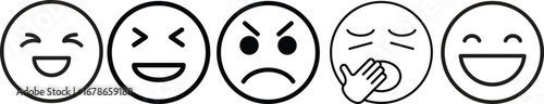 Emotion icon set.Rating happy neutral sad emoji emotion icon customer satisfaction smiley good bad medium reaction.