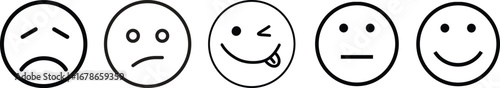 Emotion icon set.Rating happy neutral sad emoji emotion icon customer satisfaction smiley good bad medium reaction.
