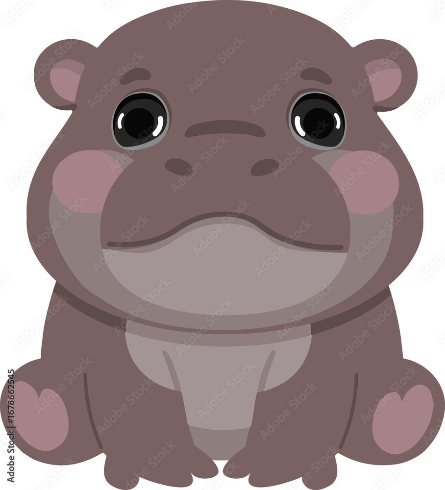 Fototapeta premium Cartoon Illustration of a Cute Hippo animal