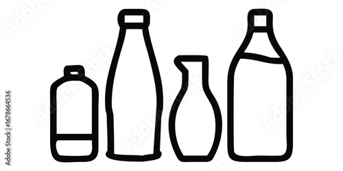 Bottle of wine and glass with set of bottles vector illustration