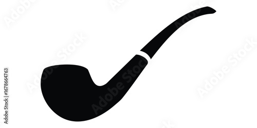 Isolated tobacco pipe object with brown wood grain on a white background