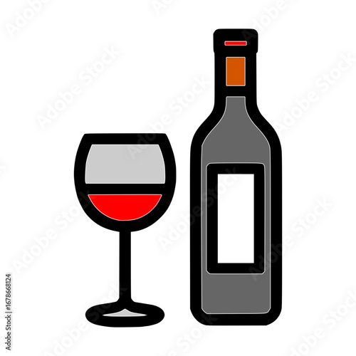 Elegant wine bottle with glass ready for celebration