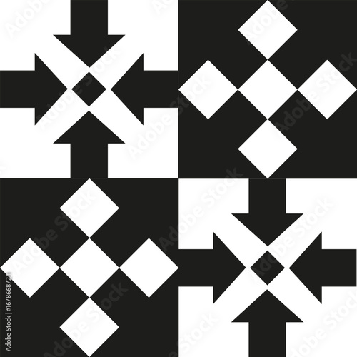 Illustration Mosaïque Jeu Visuel Observation, Illusion Optique, Quotient IntellectueI, Flèches imbriquées, 2 Couleurs Vecteur