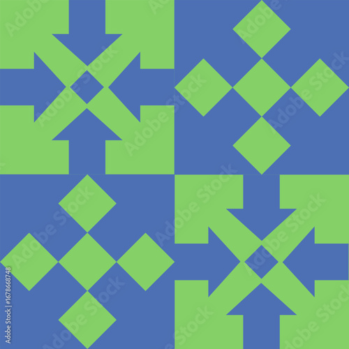 Illustration Mosaïque Jeu Visuel Observation, Illusion Optique, Quotient Intellectuel, Flèches imbriquées, 2 Couleurs Vecteur