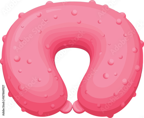 Plush pink travel neck pillow with massage beads for comfortable journeys vector