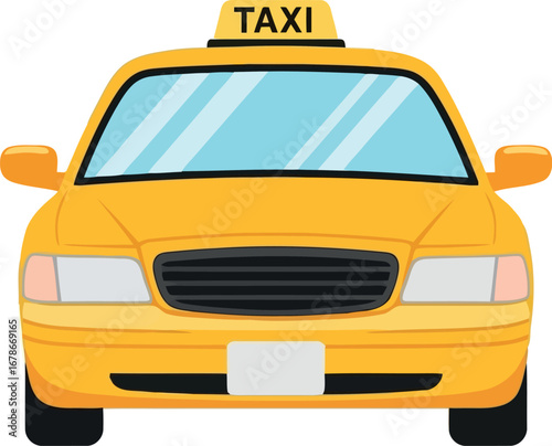 Yellow taxi cab front view urban transportation city service car icon vector