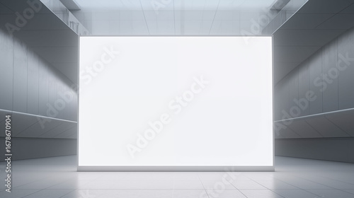 Blank white billboard with metallic frame, mockup for digital poster or signage