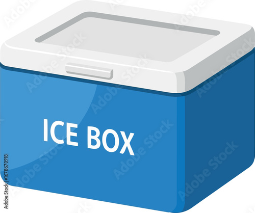 Portable blue ice box cooler for outdoor refreshment and cold storage vector