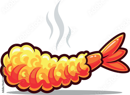Crispy golden tempura shrimp hot appetizer delicious seafood japanese cuisine illustration vector