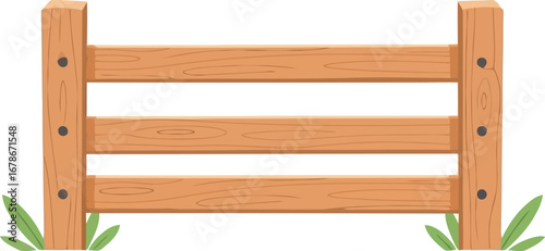 Rustic wooden fence section countryside ranch barrier outdoor farm boundary vector