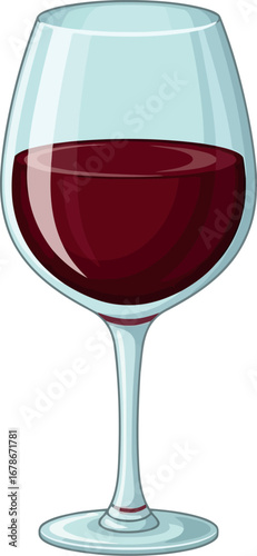 Elegant red wine glass full of rich deep color beverage isolated on vector