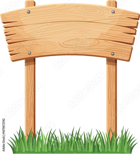 Rustic wooden signpost in green grass for outdoor advertising or information vector