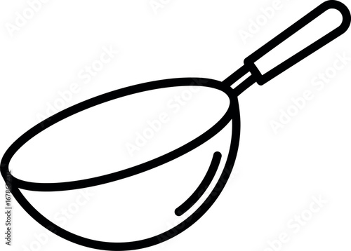 Asian cooking wok with handle kitchen utensil culinary tool line art icon vector