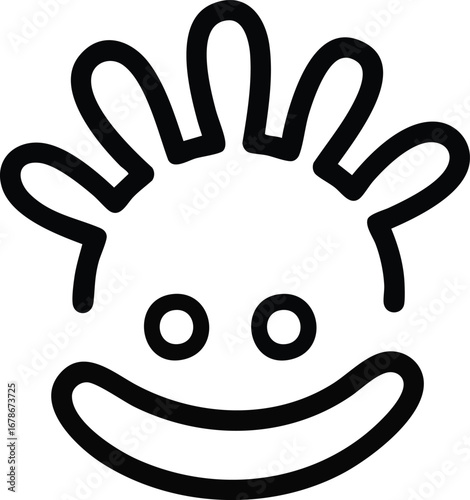 Cheerful smiling face icon with flower petal hair for a fun and playful design