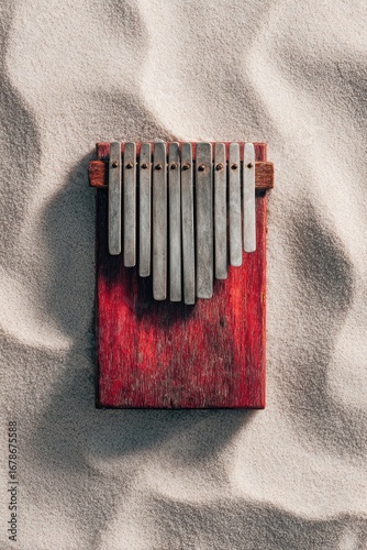 Wooden Kalimba on Sandy Beach