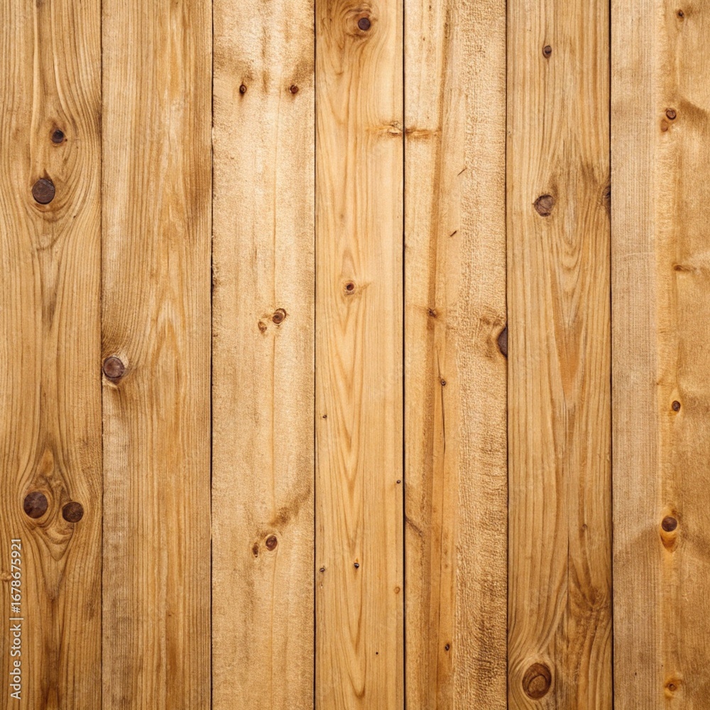 Fototapeta premium Rustic wooden plank wall texture with natural knots and grain, perfect for backgrounds, designs, and vintagethemed projects, showcasing the beauty of timber