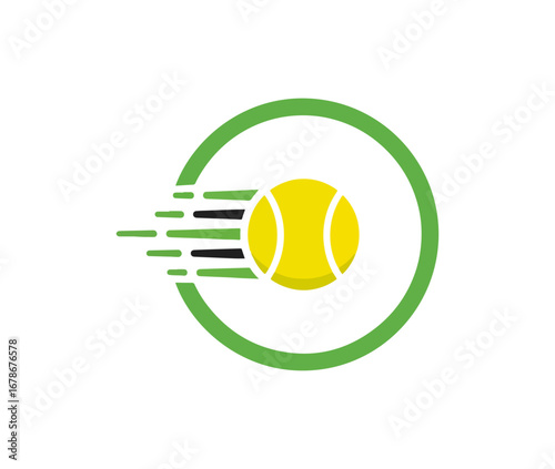 Fast moving tennis ball graphic logo