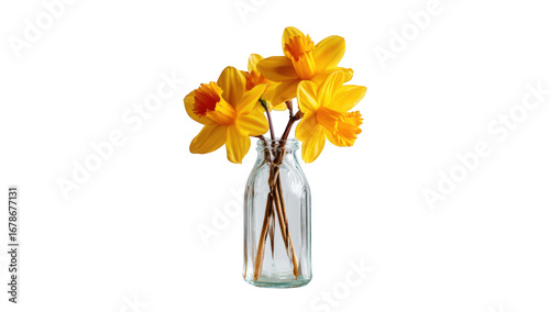 Yellow daffodils in a glass vase (1)