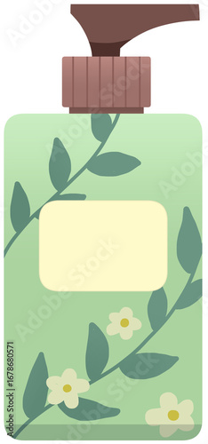 Colorful antiaging cosmetic product tube collection, flat fashion bodycare bottles compostion with green leaves, cartoon natural skin care pack set, trendy moisturizing beauty cream jar and bath bombs