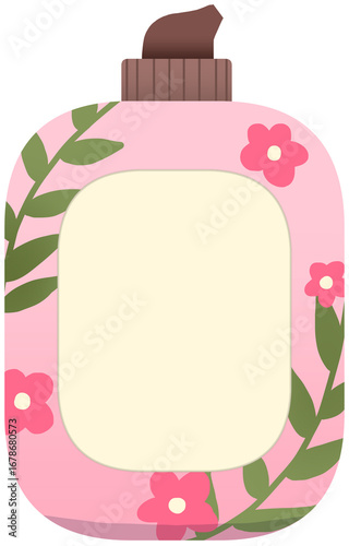 Colorful antiaging cosmetic product tube collection, flat fashion bodycare bottles compostion with green leaves, cartoon natural skin care pack set, trendy moisturizing beauty cream jar and bath bombs