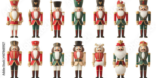 Traditional Nutcracker Soldier Figurine PNG on White Background