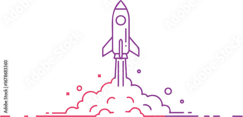 Dynamic rocket launch symbolizes innovation, startup success, and reaching new heights with vibrant energy