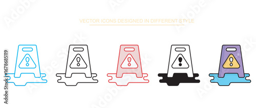 Wet Floor icon design with white background stock illustration