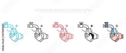 Washing Hands icon design with white background stock illustration