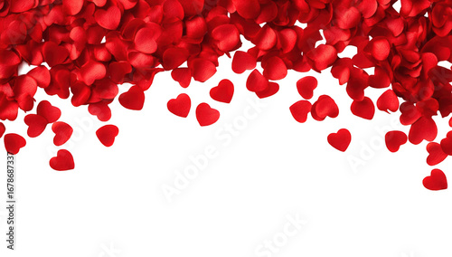 Red rose petals cascading down